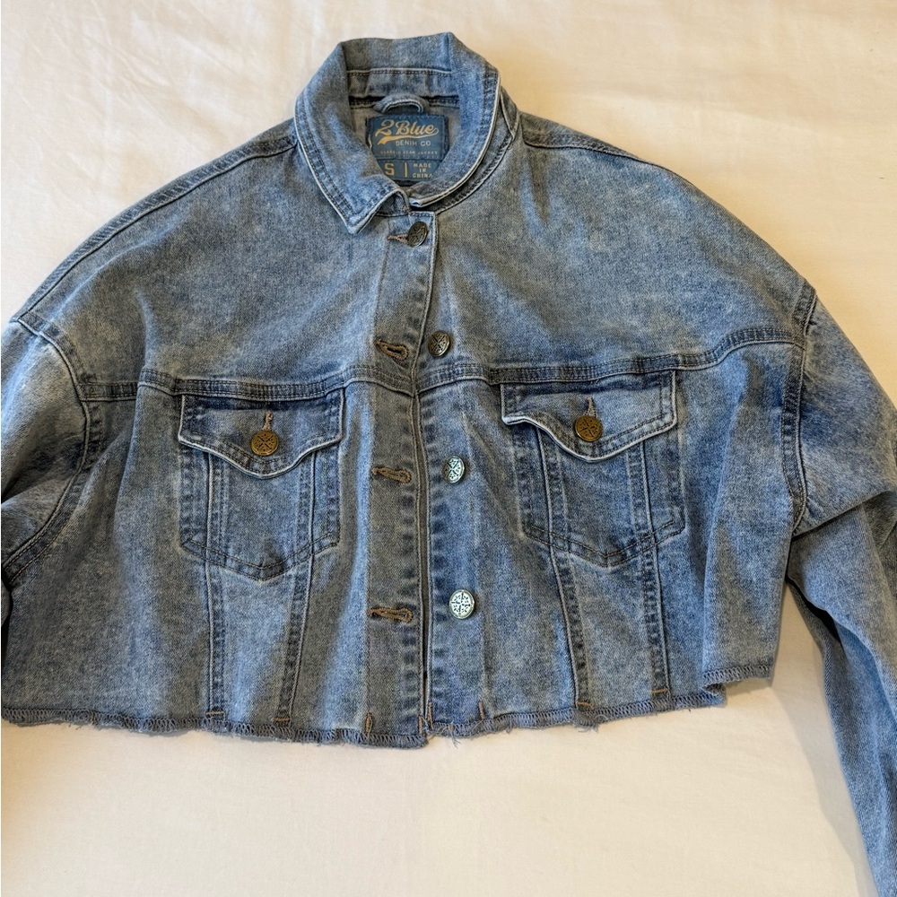Blue Denim Cropped Jacket
